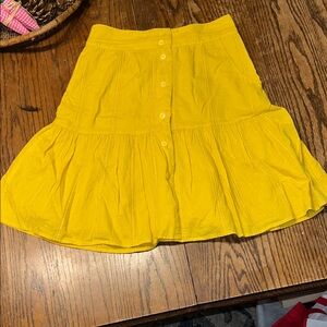 Anthropologie Odille by Anthropologie Tiered Mustard Yellow Skirt